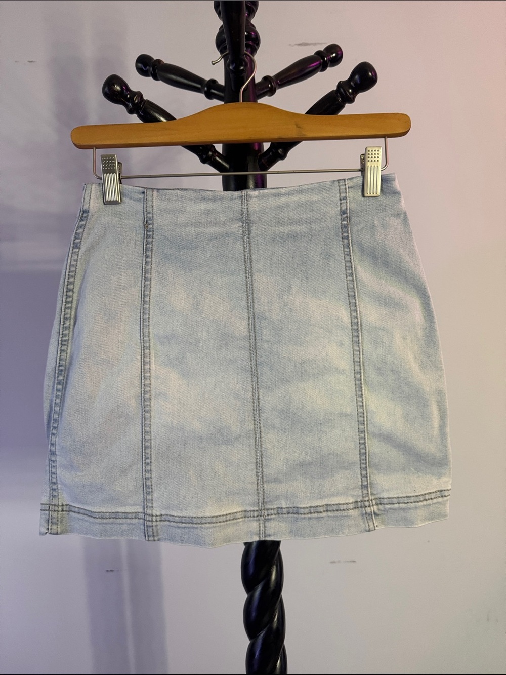 Light Wash Denim Mini Skirt - Women